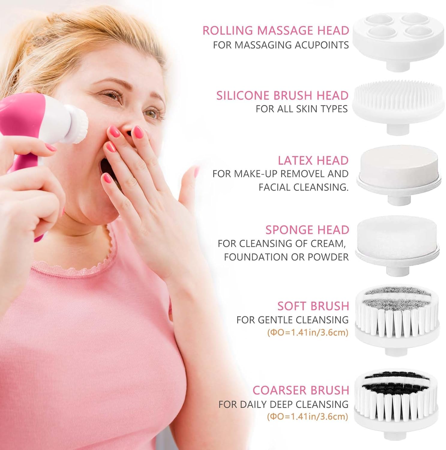 Facial Cleansing Brush Face Scrubber: CLSEVXY Electric Face Spin Cleanser Brushes with 6 Brush Heads for Deep Cleansing, Gentle Exfoliating, Removing Blackhead, Massaging