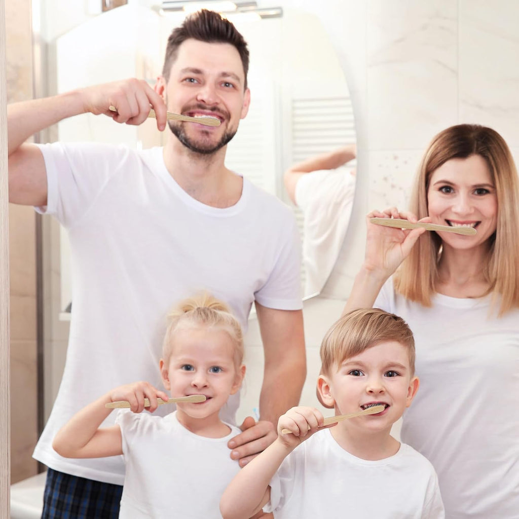 Sieral 60 Pcs 120 Pcs Bamboo Toothbrushes Bulk Soft Bristle Individually Wrapped Travel Toothbrush Eco Friendly Natural Wooden Tooth Brush for Kid Adult Home Travel Use, 7.5 Inch, 12 Colors (Letter)