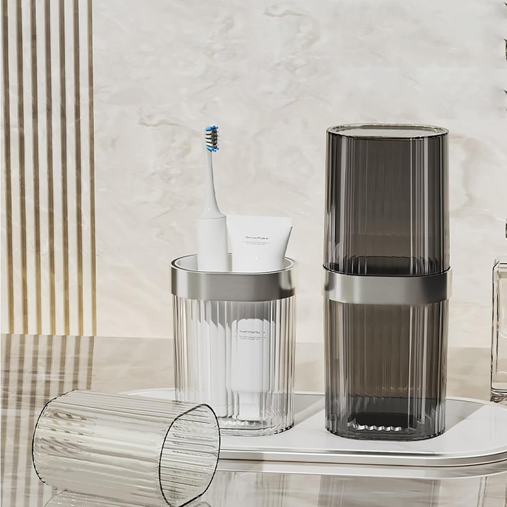 Travel Toothbrush Cup Case, Toothbrush Travel Container Portable Travel Toothbrush Holder Toothpaste Storage for School Camping Business Trip Bathroom (White)