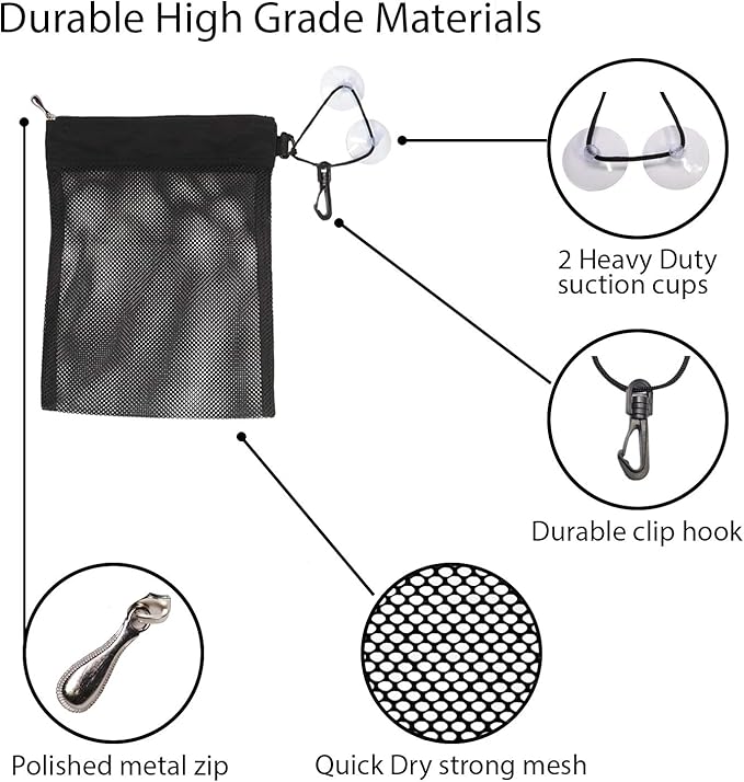 Naroa Waterproof Multifunctional Toiletry Shower Bag for Gym, Travel, Business and Foldable Portable Hanging Bathroom Mesh Caddy with Wet & Dry Storage Suction Hook Tote for Men Women