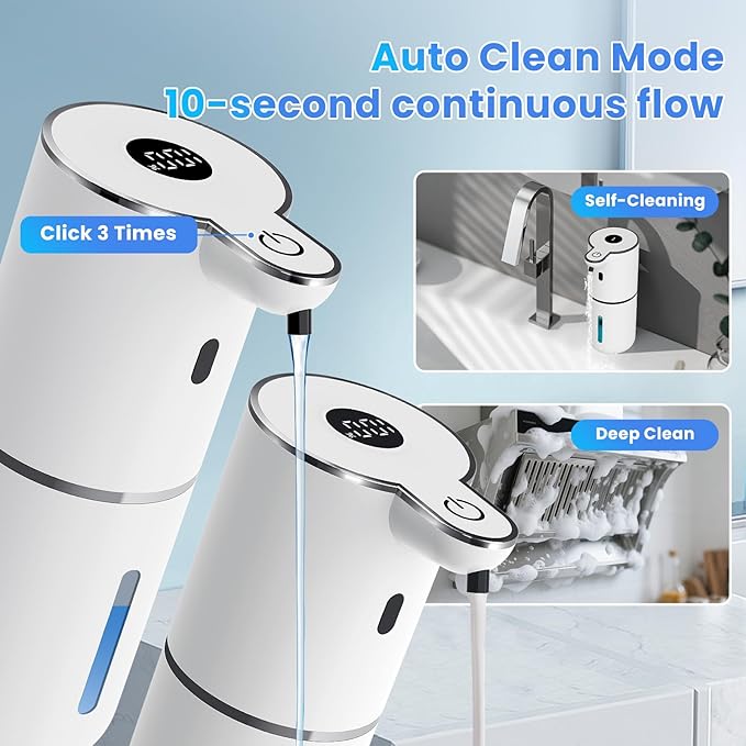 2 Pack Automatic Soap Dispenser, Touchless Liquid & Foaming Soap Dispensers, USB Rechargeable, 6-Level Adjustable Volume Control, 12.8oz/380ml, Wall Mount for Kitchen, Bathroom, Hotel, Easy for Kids