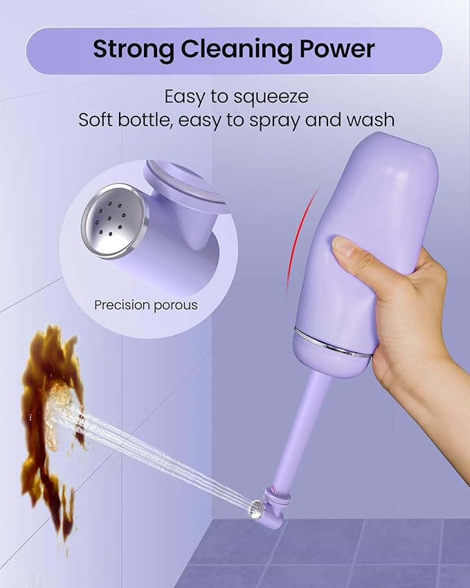 Portable Bidet for Postpartum/Perineal Care,Manual Handheld Peri Bottle for Feminine Hygiene & Travel, 380ml Leakproof,BPA-Free Sprayer for Men/Women/Baby (Purple, General)