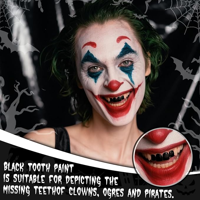Professional Halloween Black Tooth Paint, Temporary Black Tooth Paint，Decayed Rotten Cruddy Missing Teeth Makeup, Perfect for Cosplay, Halloween Makeup, Theater, Costume Party