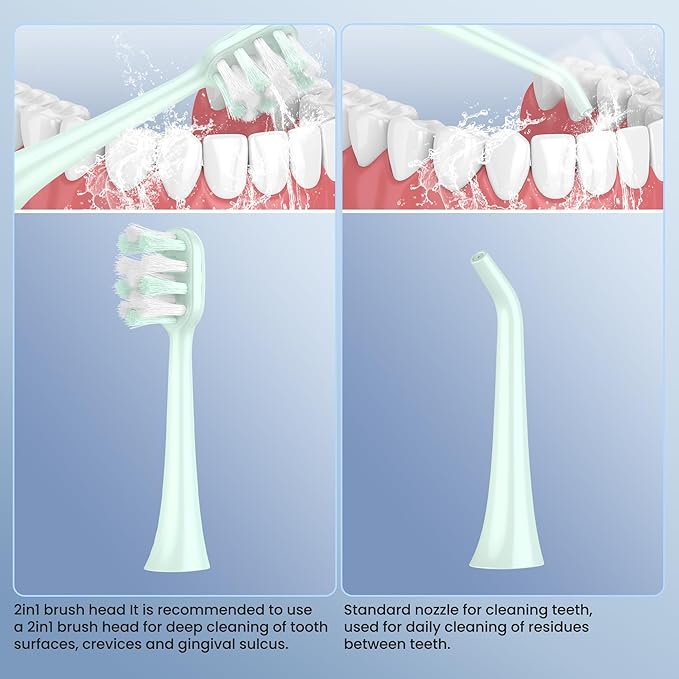 Portable Water flosser with Electric Toothbrush, 2 in 1 Teeth Cleaning Kit, Electric Toothbrush and flosser Combo, Water Flosser for Travel and Home (Green)