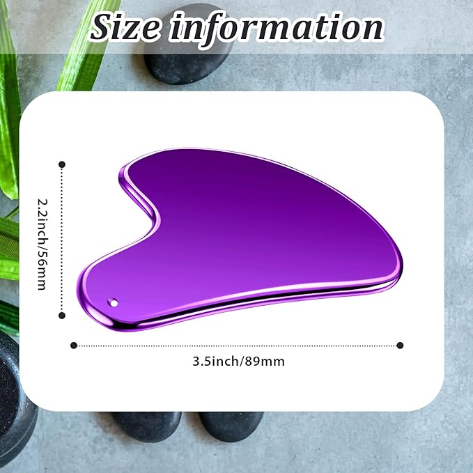 Nuanchu Stainless Steel Gua Sha Facial Tools Metal Guasha Tool for Face Body Jawline Shaper, Double Chin Reducer, Puffiness Reducing, Lymphatic Drainage Massager Skin Care Gift with Pouch(Purple)