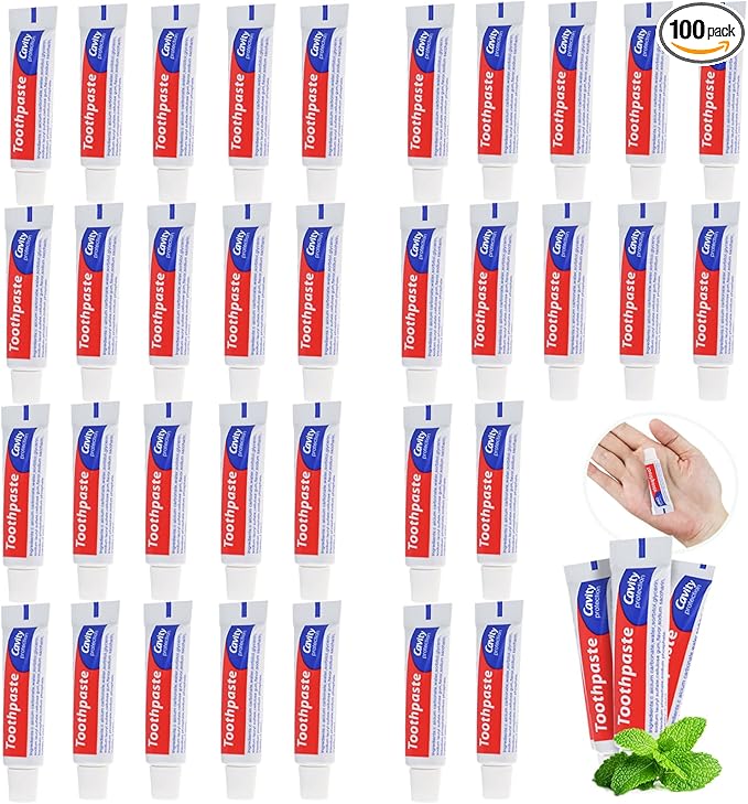 100 Tubes Bulk Travel Size Toothpaste,0.176 oz Extra Small Toothpastes Travel Size Bulk Mint Mini Disposable Toothpaste for Hotel,Guests,Homeless,Charity(Too Small, Only Good for Single Use)