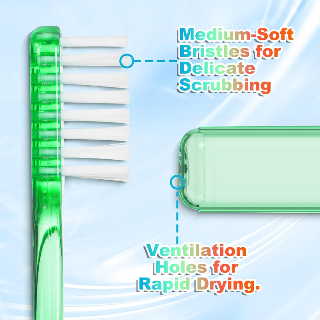 Travel Toothbrush - Folding Toothbrush, Transparent Foldable Handle, Soft Toothbrushes for Adults, Multicolor Pack of 5