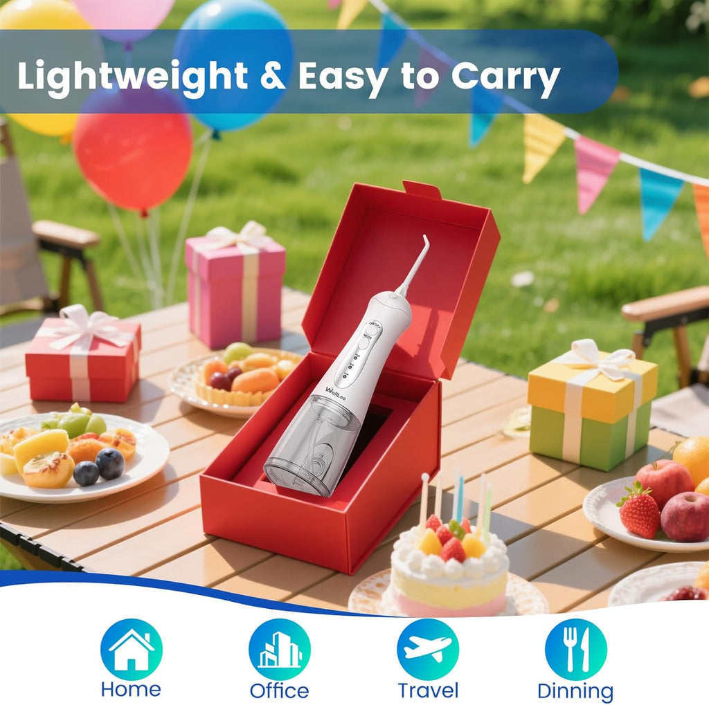 Water Flosser for Teeth, Portable Oral Irrigator Rechargeable Water Dental Flosser Pick with High Pressure 5 Jet Tips, IPX7 Travel Water Flossing for Brace Teeth Cleaner Gum Care