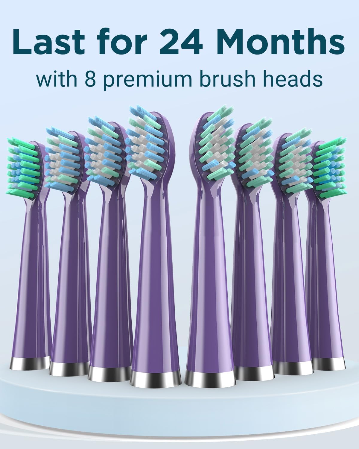 Rtauys M5 Sonic Electric Toothbrush for Adults and Kids - Rechargeable Electric Toothbrush Kids Ages 12+ and Adults with 8 Brush Heads & Travel Case, 120 Days Battery Life - Purple