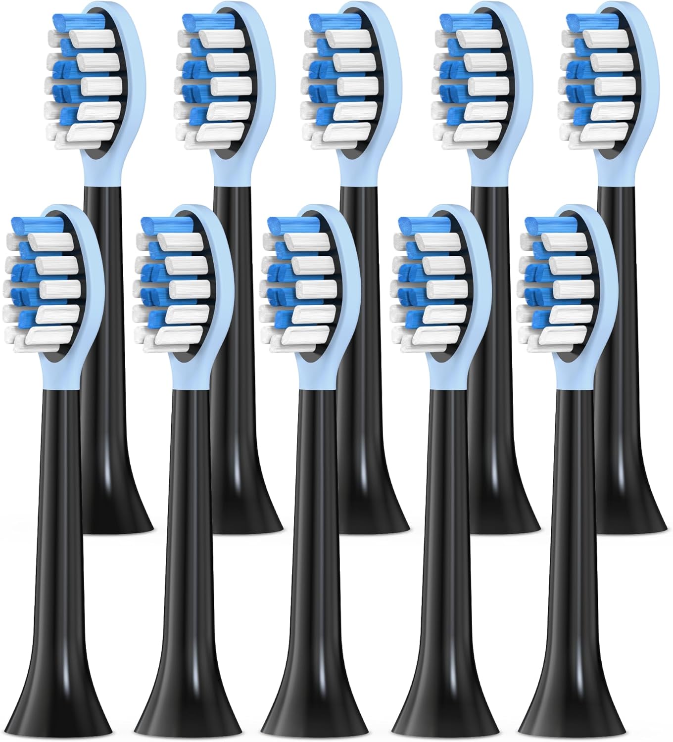 Replacement Brush Heads Compatible with Philips Sonicare Electric Toothbrush, 2-in-1 Tongue Cleaner, 10 Pack, Ice Blue, Suitable for Philips Sonicare Heads, C2, C1, C3, W1, W2, W3, G1, G2, G3