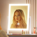 15.2" Lighted Makeup Mirror Hollywood Vanity Mirror with Lights, Three Color Modes,Detachable 10X Magnification Mirror, Smart Touch Control, 360°Rotation White