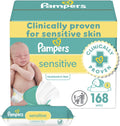 Pampers Baby Wipes Sensitive, Water Based Baby Wipes, Hypoallergenic and Unscented Baby Wipes, 168 Wipes Total (2 Flip-Top Packs)
