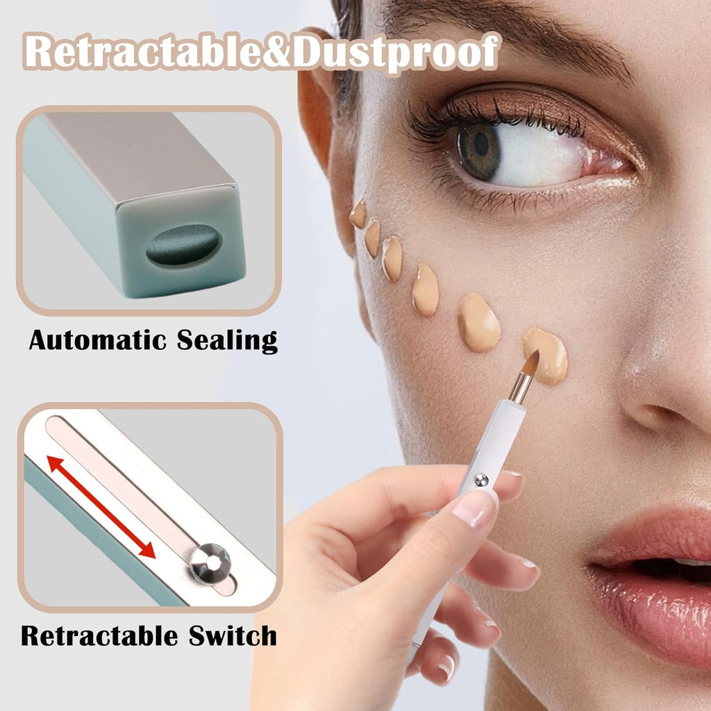 3 Pack Lip Brush for Lipstick Makeup Brushes Double-Ended Retractable Lip Brush with Cap Dustproof for Lipstick Gloss Creams Portable with Cap(Black + Gold + Silver)