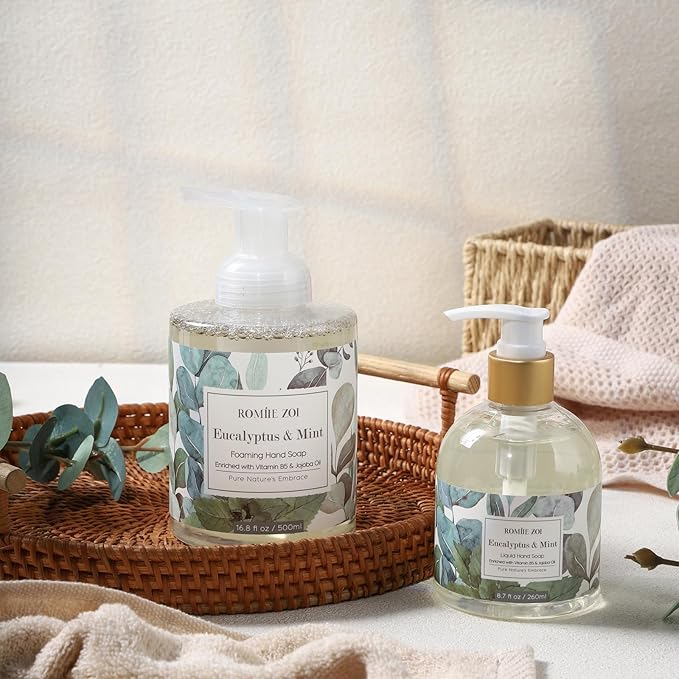 ROMIIE ZOI Foaming Hand Soap with Gift Box- Eucalyptus & Mint - Biodegradable Formula Moisture & Revitalize - 500ml/ 16.8oz