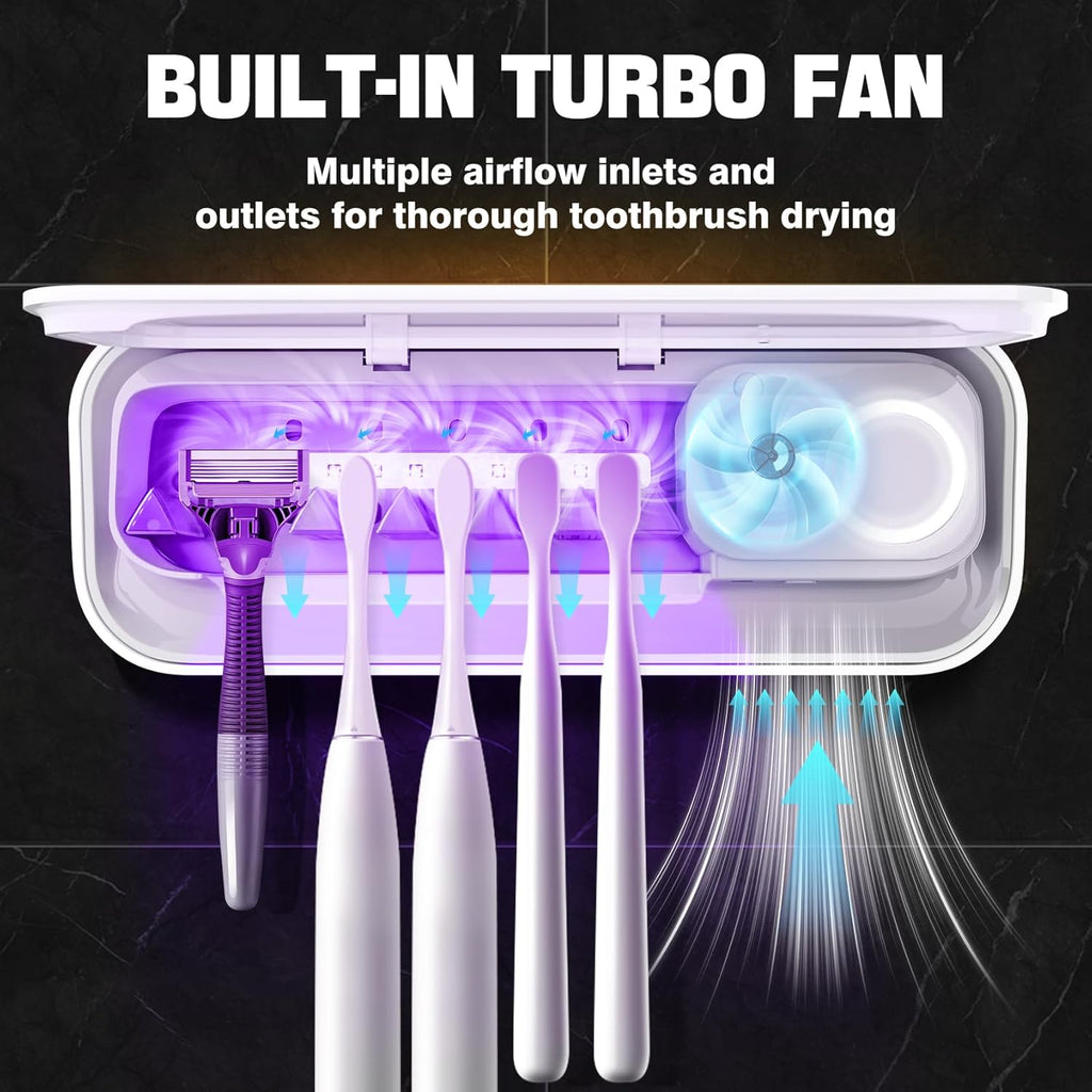 Toothbrush San itizer Holders Tooth Brush Holder Wall-Mounted for Bathroom 5 Slots Electric Toothbrush Holder with Light San itizer Toothbrush Cleaner with Air Dry