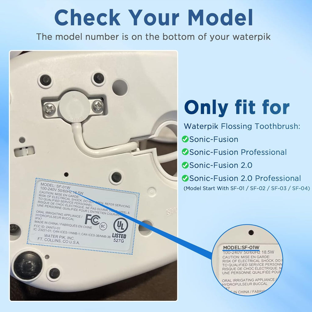 Replacement Toothbrush Heads for All Waterpik Sonic Fusion Models (SF-01, SF-02, SF-03, and SF-04 Series), Compact, with Covers, 10 Count, White