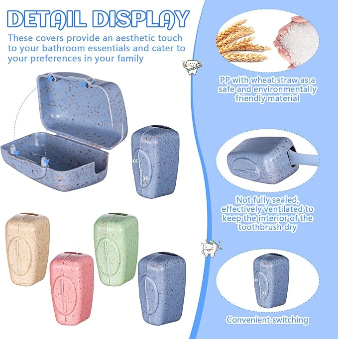 200 Pack Toothbrush Covers Portable Toothbrush Protector Coverings Clips Toothbrushes Caps Protector Family Toothbrushes Case for Travel, Camping, Bathroom(4 Colors)
