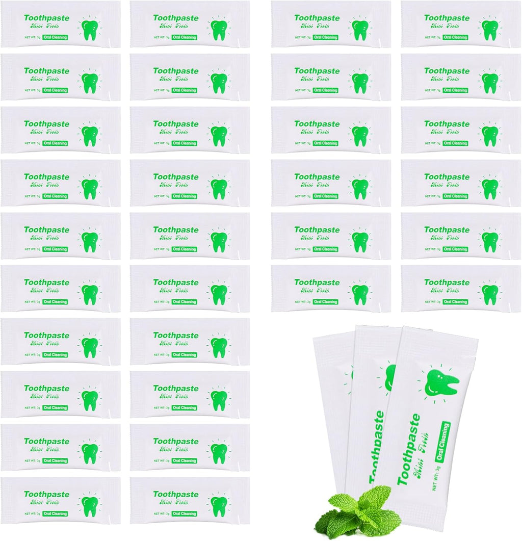 Too Small Bulk Travel Size Toothpaste Pack of 100,0.105 oz Extra Small Toothpaste Travel Size Bulk Mint Mini Disposable Toothpaste for Hotel,Guests,Homeless,Charity(Only Good for Single Use)