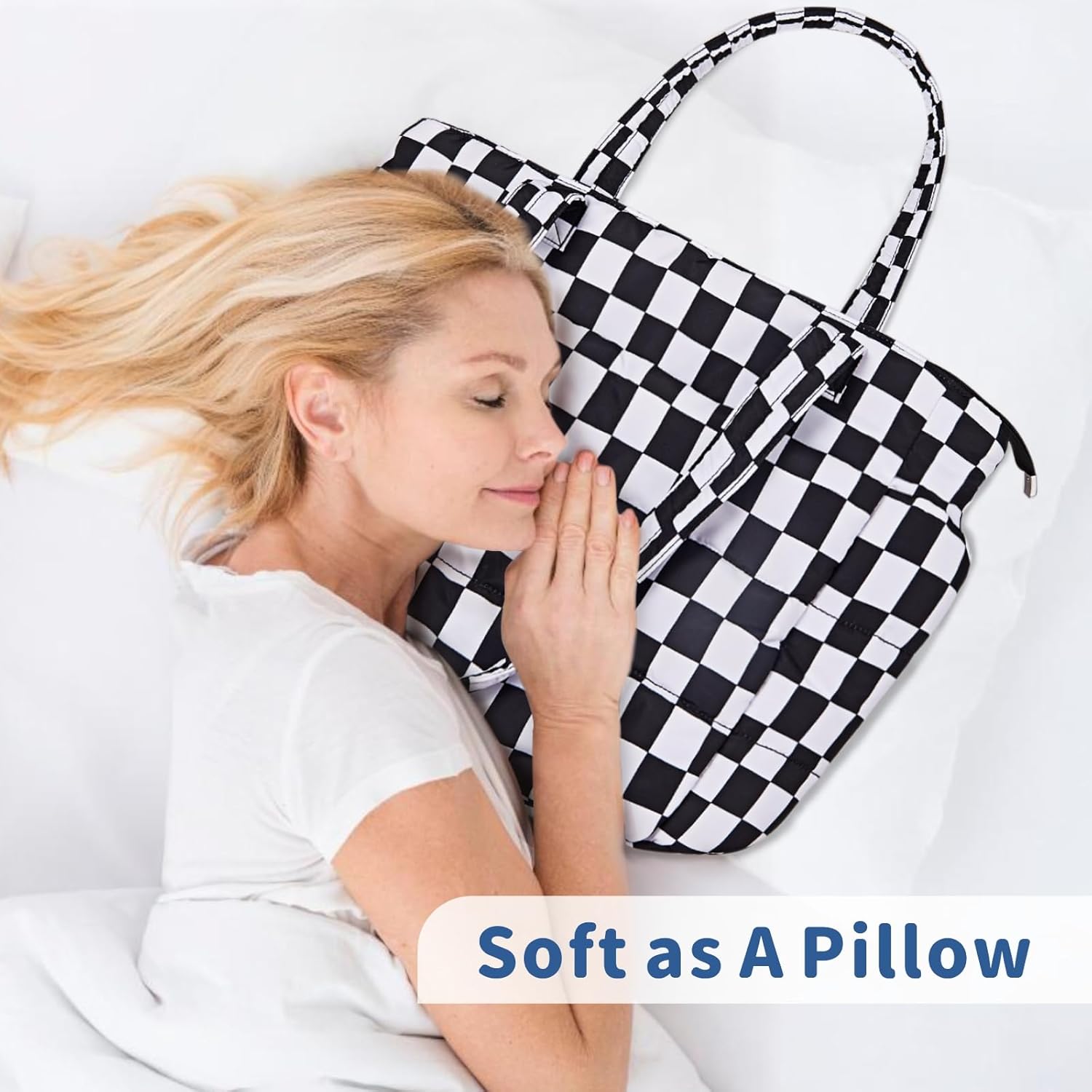 TOPDesign Puffer Tote Bag for Women, Lightweight Puffy Handbag with Compartments, Quilted Shoulder Bag for Work, Travel, Gym