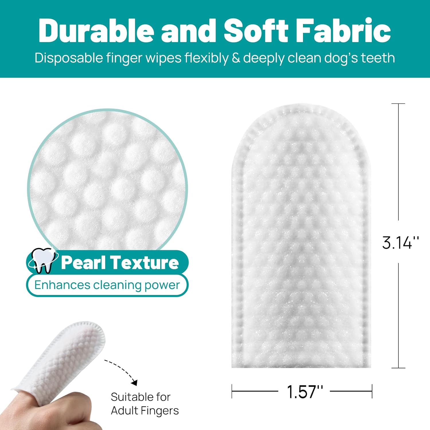 Dog Dental Care Finger Wipes - Teeth Cleaning Finger Wipes for Dog & Cats - Tooth Brushing Kit Dental Wipes for Dog - Reduces Plaque & Freshens Breath (50 PCS, Beef)