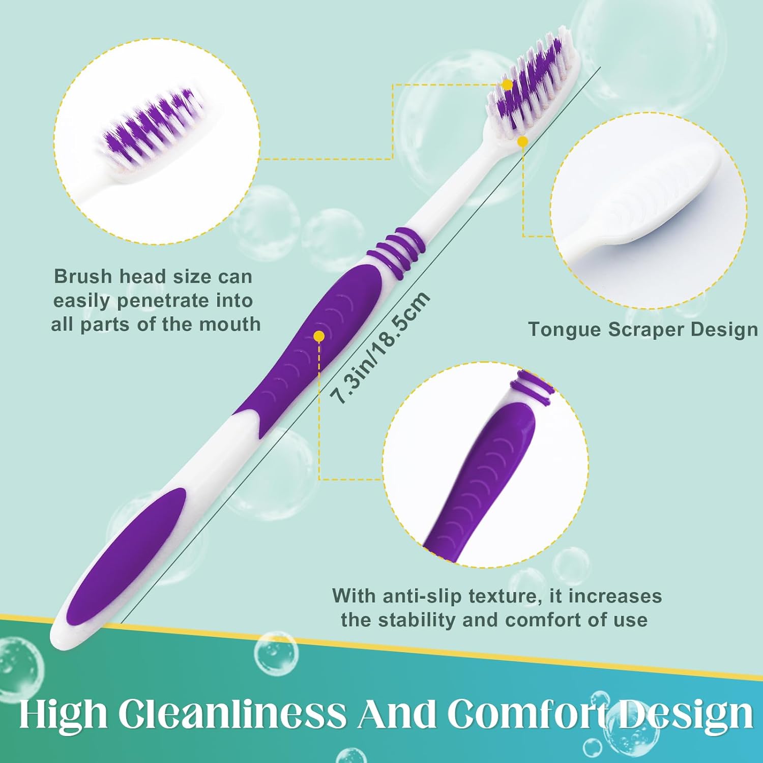 100 Pcs Toothbrush Bulk Disposable, Travel Toothbrushes Pack, Soft Bristle Individually Wrapped and Good Cleaning for Kids, Adult and The Elderly. Suitable for Hotel, Travel, Home, Donated