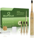 Bamboo Electric Toothbrush, Sonic Electric Bamboo Toothbrush for Adults, IPX7 Waterproof Rechargeable Toothbrush, 5 Cleaning Modes, 4 Bamboo Brush Heads Soft Bristle