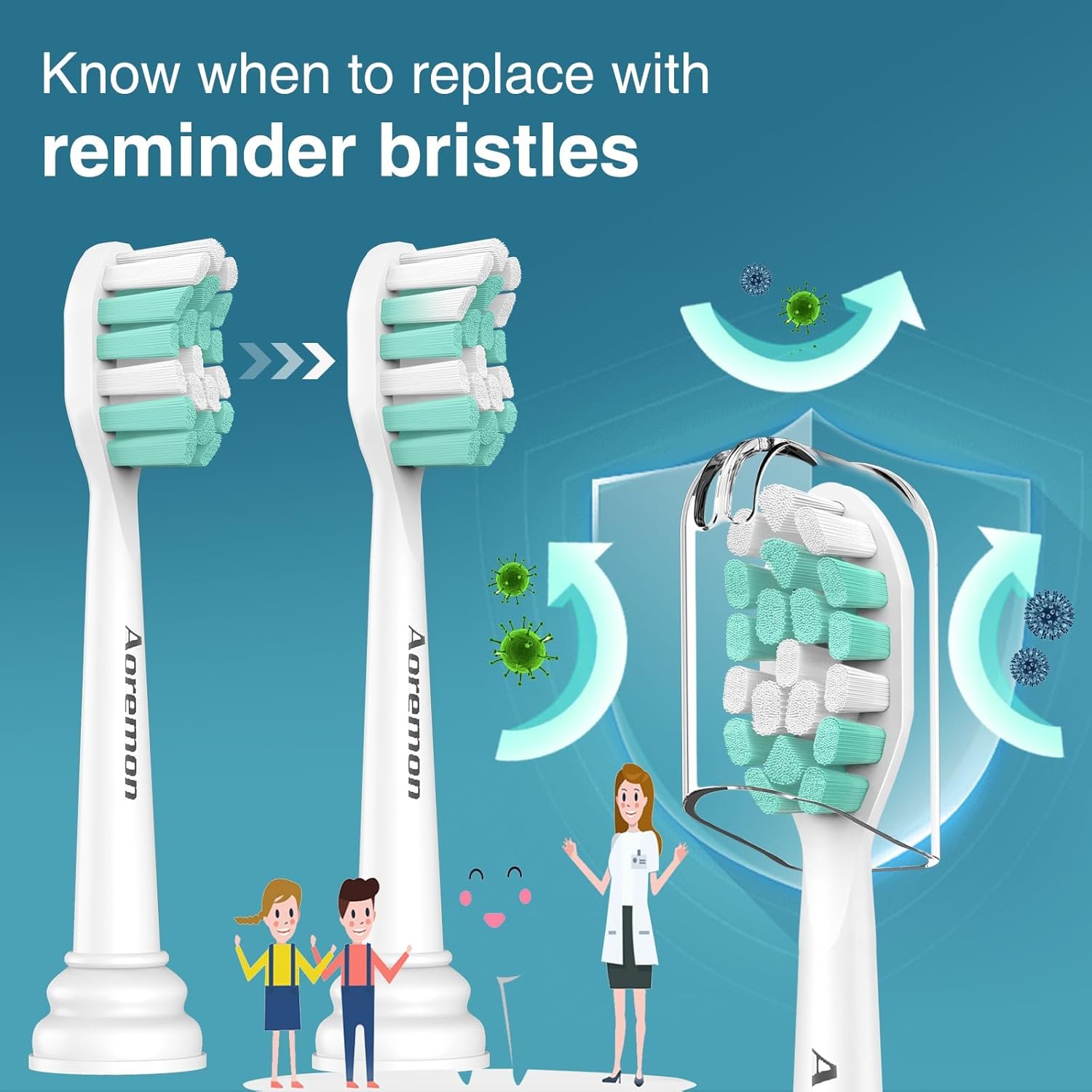 Aoremon Replacement Heads for Philips Sonicare 4100 5100 5300 6100 Electric Toothbrush and fit for Most Phillips Sonicare Click-on Model-10 Pack