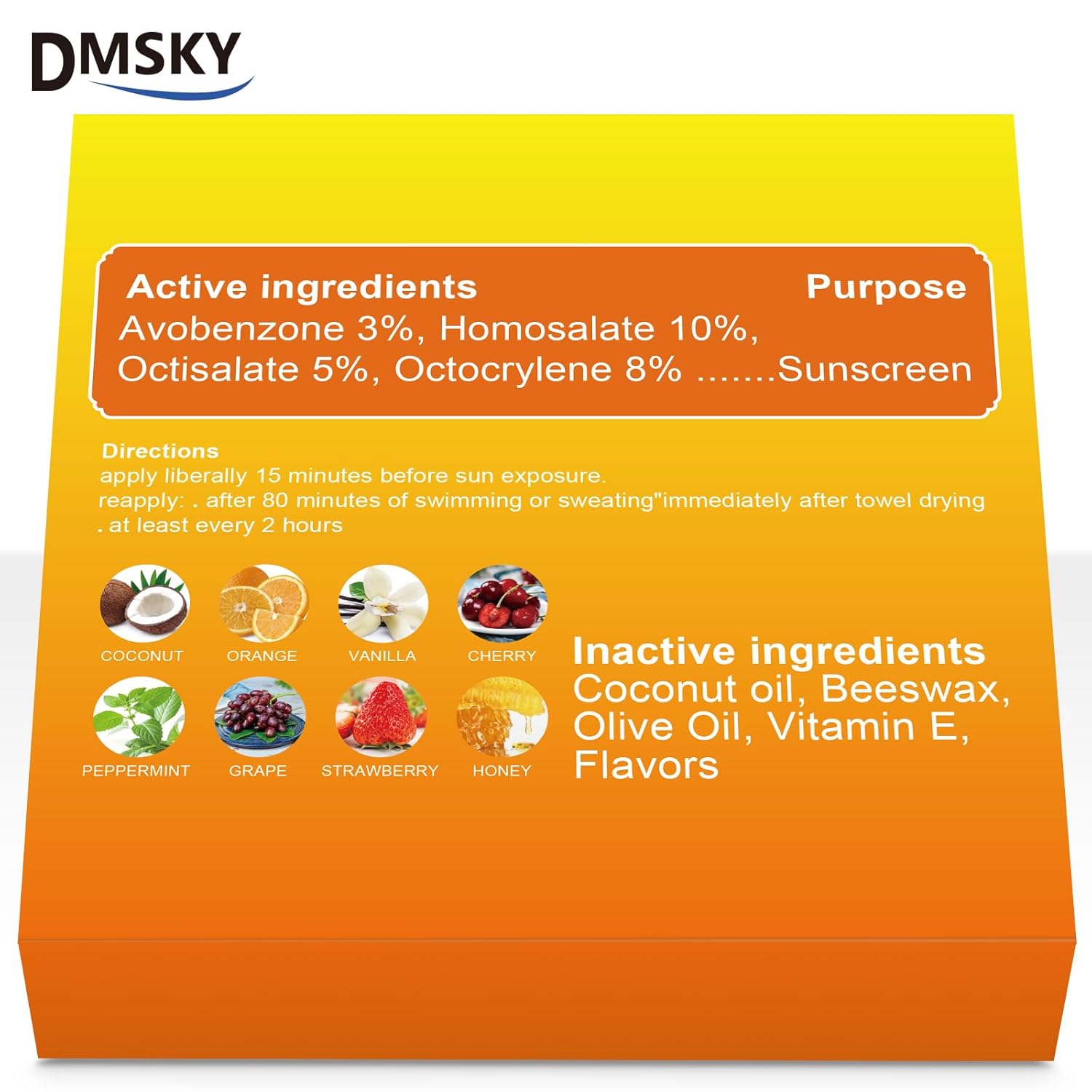 DMSKY SPF Lip Balm Bulk 64 Pack, Sunscreen Lip Balm SPF 30, Broad Spectrum UVA/UVB Protection, Lip Sunblock Bulk Sunscreen Travel Size