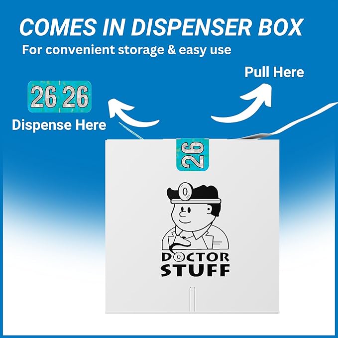 2026 Year Stickers, Doctor Stuff 2026 Chart Stickers, Holographic Aqua Colored, USA Made Year Labels for End Tab File Folders, 500 Labels per Roll, 1 Roll, 3/4" x 1-1/2"