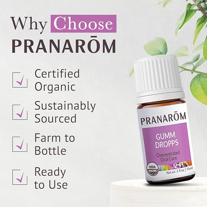 Pranarom - Gumm Dropps Essential Oil for Teeth & Gums, Natural for Oral Care, Pure & Organic Essential Oils (Peppermint, Thyme, Clove, Lemon, & Cinnamon), 5 ml