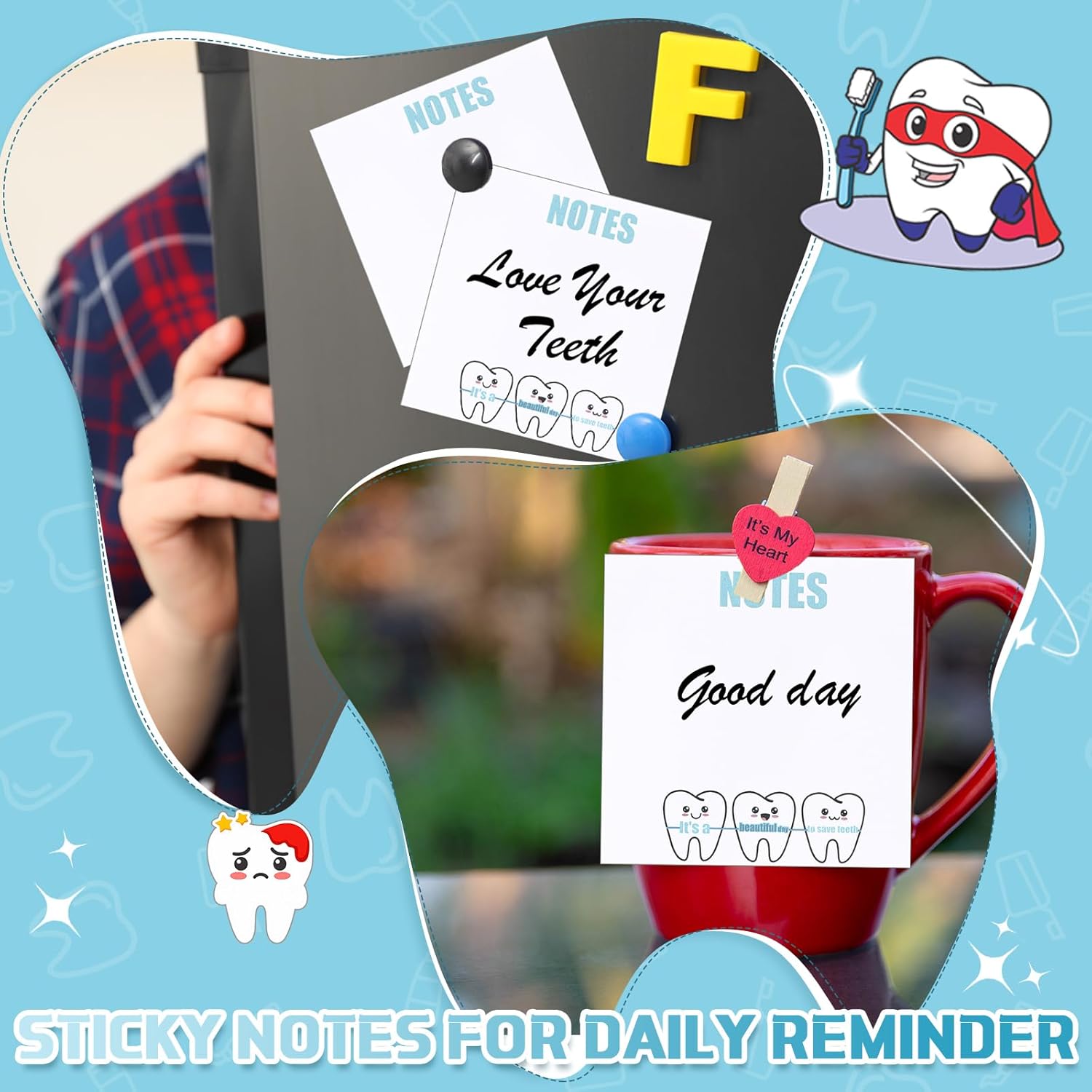 24 Pcs Dental Pen and Notepad Set Cute Tooth Ballpoint Pen Funny Notepad Dentist Assistant Accessories Dental Hygiene Month Gift for Nurse Doctor Medical Christmas Winter School Stationery