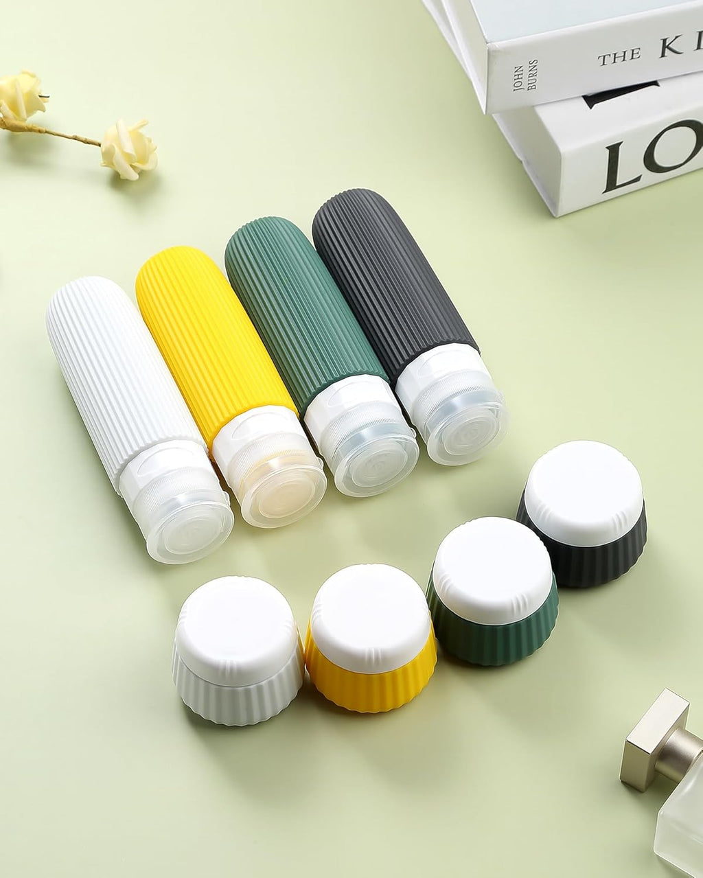 Travel Bottles for Toiletries 8 Pack, Tsa Approved Travel Size Toiletries 3 oz, Travel Containers for Toiletries, with Clear Bag, Leak Proof Silicone Squeezable Travel Essentials Creams Jars