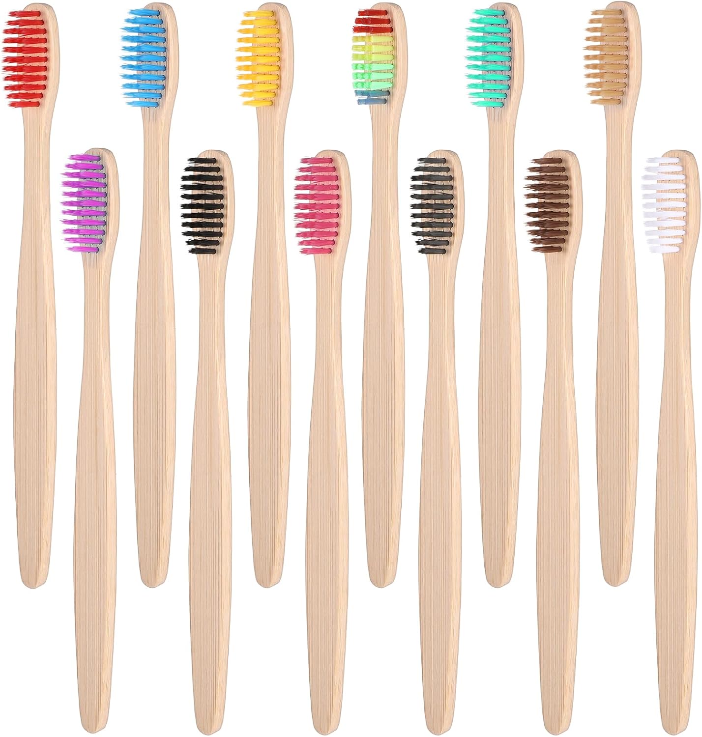 120 Pcs Bamboo Toothbrushes, Natural Soft Bristle Toothbrush Individually Wrapped Travel Tooth Brush 12 Color Vegan Organic Toothbrushes for Adults Travel