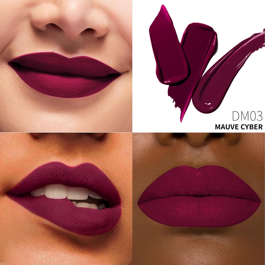 Mauve Lipstick Matte for Women, Superstay Long Lasting Red Lipstick Smudgeproof Liquid Lipsticks, Cruelty Free Lip Makeup (DM03 Mauve Cyber)