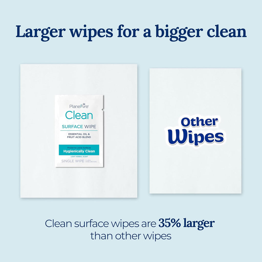 Clean Wipes | Surface Cleaning Wipes | Individually Wrapped Travel Wipes | All Purpose Cleaning Wipes | Airplane Travel Essentials | Travel Cleaning Supplies | On the Go Essentials | Essential Oils