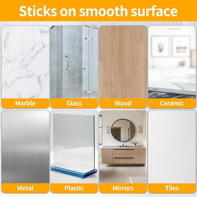 4 Pack Suction Cup Hooks, Removable Stainless Steel Drill-Free Heavy Duty Strong Suction, Reusable Waterproof Hooks for Bathroom Kitchen Mirror Tile Glass, Wall for Hanging Towels Keys