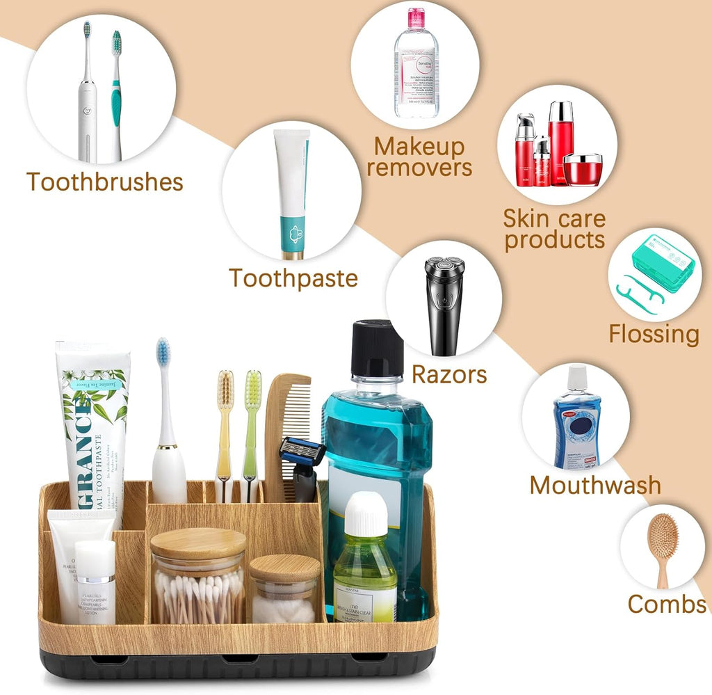 Bathroom Organizers and Storage - Detachable 7 Slots Kids Electric Toothbrush and Toothpaste Holde Drainage for Bathroom Accessories Organization Counter Vanity Storage