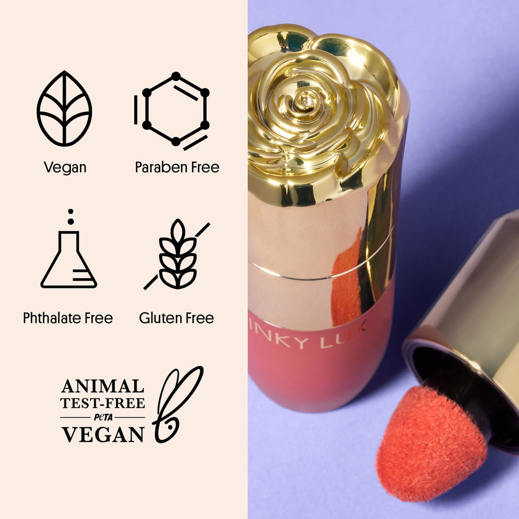 Winky Lux Cheeky Rose Liquid Blush - Gel Cream Makeup with Buildable Color and Lightweight Velvet Finish, Long-Lasting Deep Coral Shade, Darling