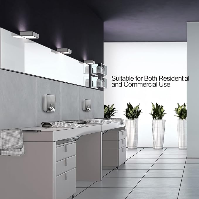 Commercial Wall Mount Stainless Steel Foam Soap Dispenser, 40 oz (1200ml) Industrial Refillable Foaming Hand Sanitizer Dispensers for Bathroom and Kitchen Brushed