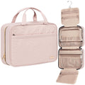 NISHEL Travel Toiletry Bag for women, Portable Hanging Organizer for Family-Sized Shampoo, Conditioner, Brushes Set, Makeup Accessories, Extra Large Size, Pink