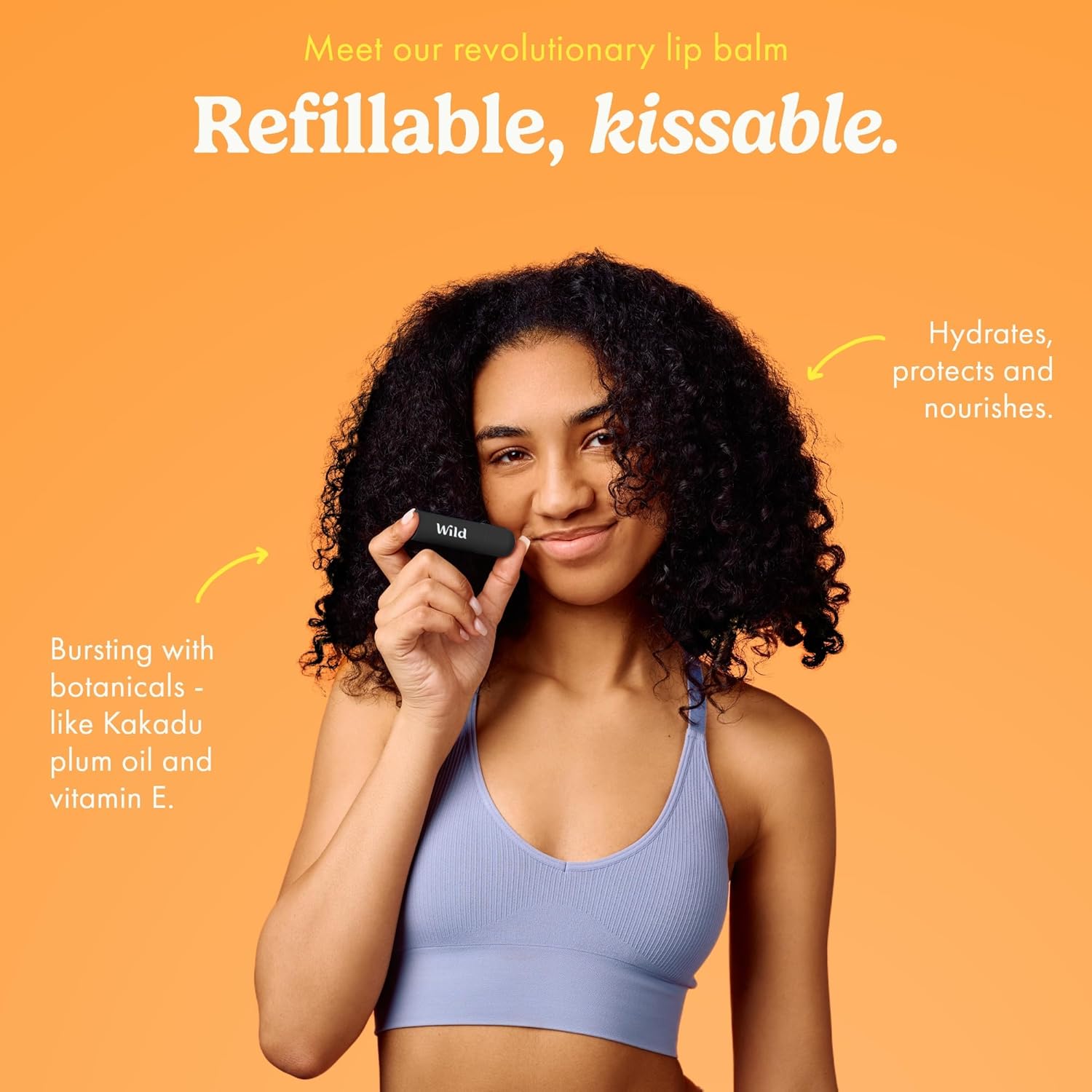 Wild Refillable Lip Balm Starter Kit - Includes Black Aluminum Case & 3 Pack Lip Balm Refills in a Variety of Scents - Includes Passionfruit Swirl, Original and Coconut & Vanilla Scents