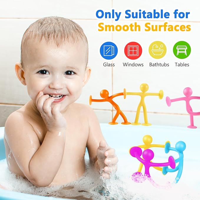 GOLDGE 28 Pack Suction Cup Fidget Toys Sensory Set - Pop, Pull & Stick Travel Sensory Toys for Kids with Autism, ADHD - Stress Relief Fidget Toy for Children Ages 3+, Assorted Colors for Boys & Girls