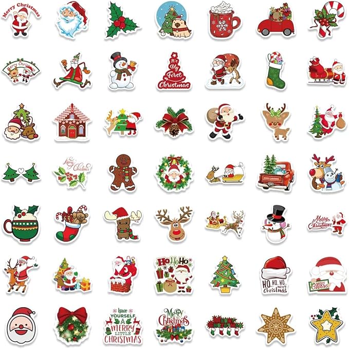 100 Pcs Christmas Stickers for Kids Classroom by Taeekiy,Christmas Party Favors,Cute Happy Holiday Stickers for Water Bottles,Laptop,Phone Etc.Winter Xmas Stickers for Adults Boys Girls