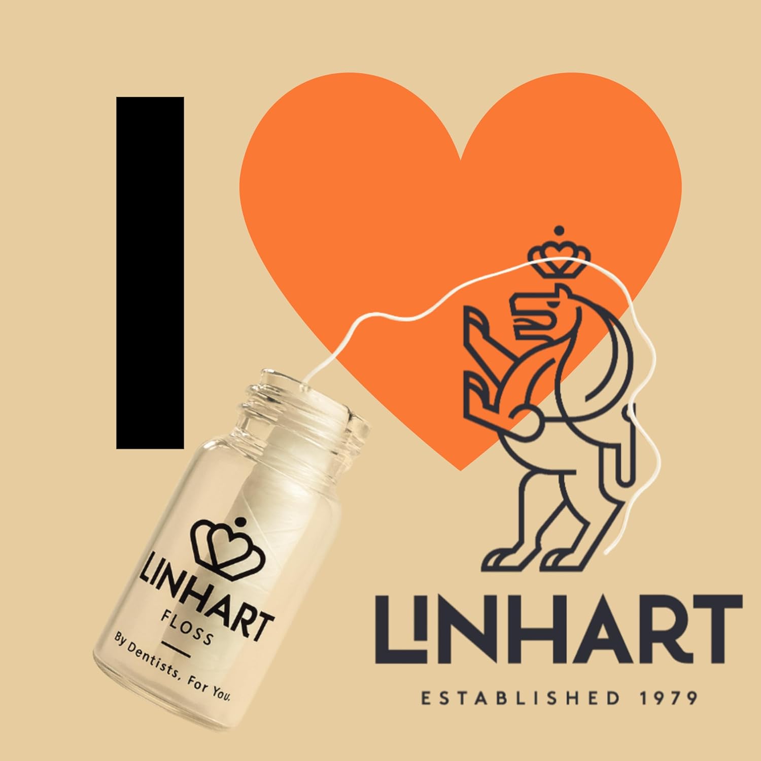 Linhart Dental Microfiber Dental Floss – 25m Eco Refillable Glass Bottle – Mint & Xylitol – Gentle, Non-Tearing, Dentist Designed – Sustainable, Vegan, BPA-Free, Freshens Breath Naturally