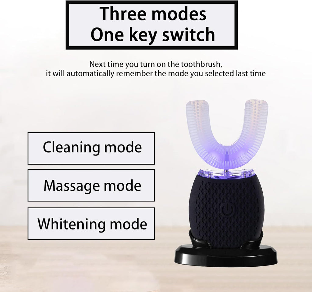 Automatic Toothbrush for Adults - Ultrasonic Electric Toothbrush 30s Timer, Soft Bristles, Wireless Charging Washable Portable for Travel & Home Use Dual-use (Black, Adult)