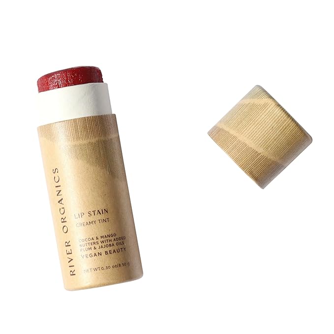 Organic Lip Stain, Zero-Waste Vegan Lip Stain in Fig, Pomegranate or Guava .30 oz / 8.45 g Long Lasting, Toxic Free, (Pomegranate)