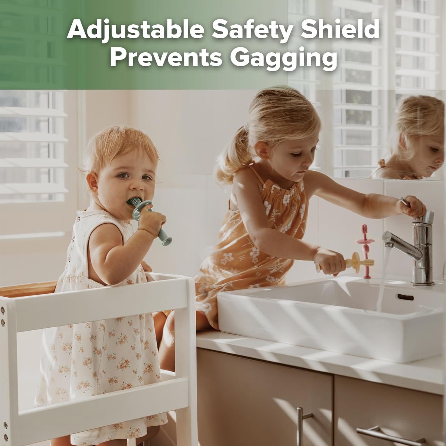 haakaa Infant Toothbrush, Easy to Hold 360° Baby Toothbrush, Train 6month+ Infants Babies and Toddlers for Oral Hygiene, Teether Effect for Sore Gums, 1pc (Cream)