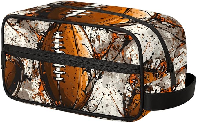 Rugby Football Sport Boys Travel Toiletry Bag Waterproof Wash Bag Shower Shaving Bag Cosmetic Organizer Makeup Bag Portable Toiletries Accessories for Women Men
