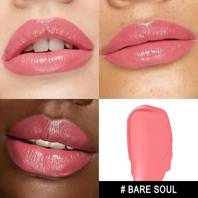 Moisture Nude Pink Lipstick for Women Hydrate Tinted Lip Balm for Dry Cracked Lips Glossy Nude Lip Color Juicy Finish, MA073 Bare Soul