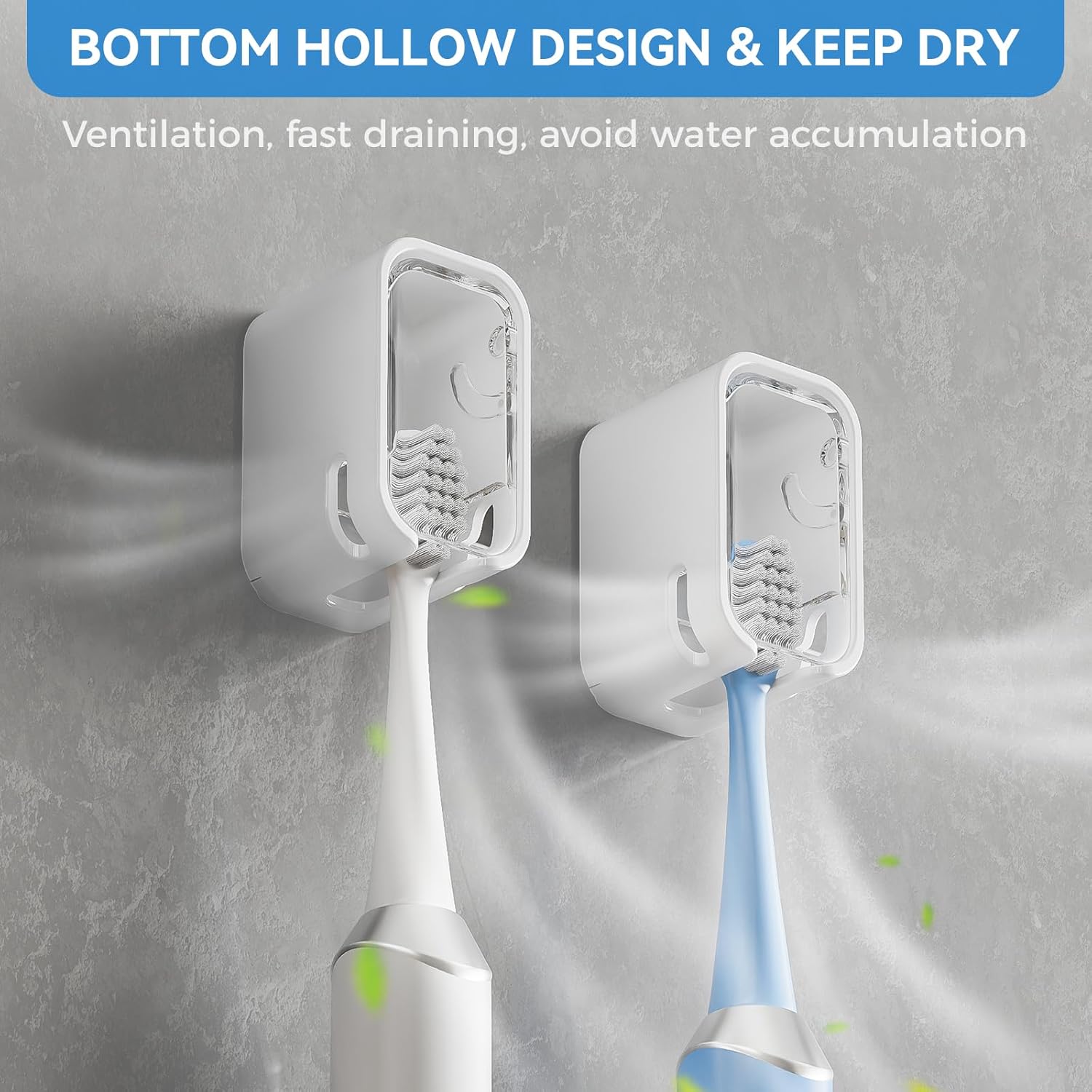 Toothbrush Holders for Bathroom【Innovation Single Slot Design】 2PCS Toothbrush Holder Wall Mounted with Cover for Shower, Single Toothbrush Dispenser Storage Organizer for Family & Travel
